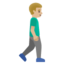 MAN WALKING FACING RIGHT emoji with medium-light skin tone skin tone