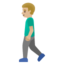 MAN WALKING emoji with medium-light skin tone skin tone