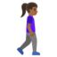 WOMAN WALKING FACING RIGHT emoji with medium-dark skin tone skin tone