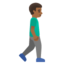 MAN WALKING FACING RIGHT emoji with medium-dark skin tone skin tone