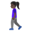 WOMAN WALKING emoji with dark skin tone skin tone