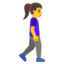 WOMAN WALKING FACING RIGHT emoji in Google's design style - Unicode 1F6B6-200D-2640-FE0F-200D-27A1-FE0F