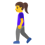 WOMAN WALKING emoji in Google's design style - Unicode 1F6B6-200D-2640-FE0F