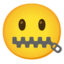 ZIPPER-MOUTH FACE emoji in Google's design style - Unicode 1F910