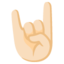 SIGN OF THE HORNS emoji with light skin tone skin tone