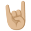 SIGN OF THE HORNS emoji with medium-light skin tone skin tone