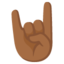 SIGN OF THE HORNS emoji with medium-dark skin tone skin tone