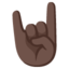 SIGN OF THE HORNS emoji with dark skin tone skin tone