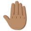 RAISED BACK OF HAND emoji with medium skin tone skin tone