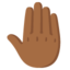 RAISED BACK OF HAND emoji with medium-dark skin tone skin tone