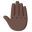 RAISED BACK OF HAND emoji with dark skin tone skin tone