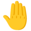 RAISED BACK OF HAND emoji in Google's design style - Unicode 1F91A