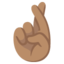 HAND WITH INDEX AND MIDDLE FINGERS CROSSED emoji with medium skin tone skin tone