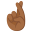 HAND WITH INDEX AND MIDDLE FINGERS CROSSED emoji with medium-dark skin tone skin tone