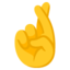 HAND WITH INDEX AND MIDDLE FINGERS CROSSED emoji in Google's design style - Unicode 1F91E