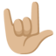 I LOVE YOU HAND SIGN emoji with medium-light skin tone skin tone