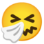 SNEEZING FACE emoji in Google's design style - Unicode 1F927