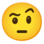 FACE WITH ONE EYEBROW RAISED emoji in Google's design style - Unicode 1F928