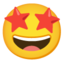 GRINNING FACE WITH STAR EYES emoji in Google's design style - Unicode 1F929