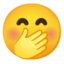 SMILING FACE WITH SMILING EYES AND HAND COVERING MOUTH emoji in Google's design style - Unicode 1F92D