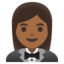 WOMAN IN TUXEDO emoji with medium-dark skin tone skin tone