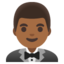 MAN IN TUXEDO emoji with medium-dark skin tone skin tone