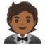 PERSON IN TUXEDO emoji with medium-dark skin tone skin tone