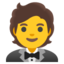 PERSON IN TUXEDO emoji in Google's design style - Unicode 1F935