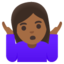 WOMAN SHRUGGING emoji with medium-dark skin tone skin tone