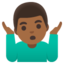 MAN SHRUGGING emoji with medium-dark skin tone skin tone