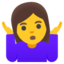 WOMAN SHRUGGING emoji in Google's design style - Unicode 1F937-200D-2640-FE0F