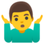 MAN SHRUGGING emoji in Google's design style - Unicode 1F937-200D-2642-FE0F