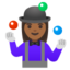 WOMAN JUGGLING emoji with medium-dark skin tone skin tone