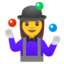 WOMAN JUGGLING emoji in Google's design style - Unicode 1F939-200D-2640-FE0F