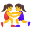 WOMEN WRESTLING emoji in Google's design style - Unicode 1F93C-200D-2640-FE0F