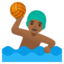 MAN PLAYING WATER POLO emoji with medium-dark skin tone skin tone