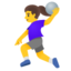 WOMAN PLAYING HANDBALL emoji in Google's design style - Unicode 1F93E-200D-2640-FE0F