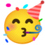 FACE WITH PARTY HORN AND PARTY HAT emoji in Google's design style - Unicode 1F973