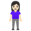 WOMAN STANDING emoji with light skin tone skin tone