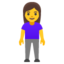 WOMAN STANDING emoji in Google's design style - Unicode 1F9CD-200D-2640-FE0F