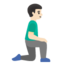 MAN KNEELING FACING RIGHT emoji with light skin tone skin tone