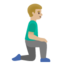 MAN KNEELING FACING RIGHT emoji with medium-light skin tone skin tone