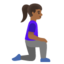 WOMAN KNEELING FACING RIGHT emoji with medium-dark skin tone skin tone