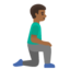 MAN KNEELING FACING RIGHT emoji with medium-dark skin tone skin tone