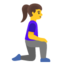 WOMAN KNEELING FACING RIGHT emoji in Google's design style - Unicode 1F9CE-200D-2640-FE0F-200D-27A1-FE0F