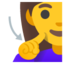 DEAF WOMAN emoji in Google's design style - Unicode 1F9CF-200D-2640-FE0F