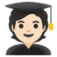 STUDENT emoji with light skin tone skin tone