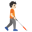 PERSON WITH WHITE CANE FACING RIGHT emoji with light skin tone skin tone