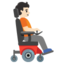 PERSON IN MOTORIZED WHEELCHAIR FACING RIGHT emoji with light skin tone skin tone