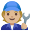 MECHANIC emoji with medium-light skin tone skin tone